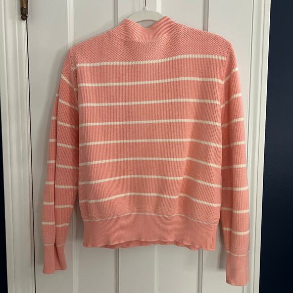 Lands' End Henley Striped Sweater Peach Pink Women Sz L 80s 90s Vintage - Picture 7 of 8